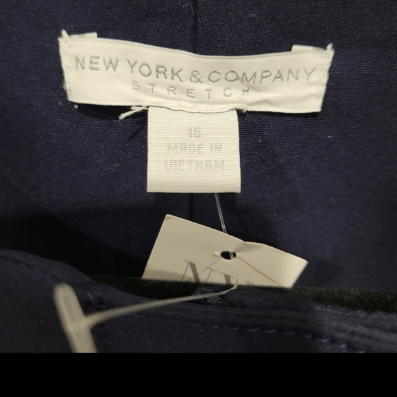 New York & Company Stretch Womens Size 16 Navy Career Dress, full front zip midi - Picture 2 of 12